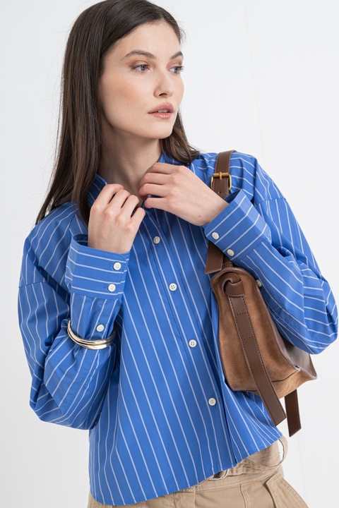 CALVIN KLEIN JEANS, Bő fazonú csíkos ing, Fehér/Kék