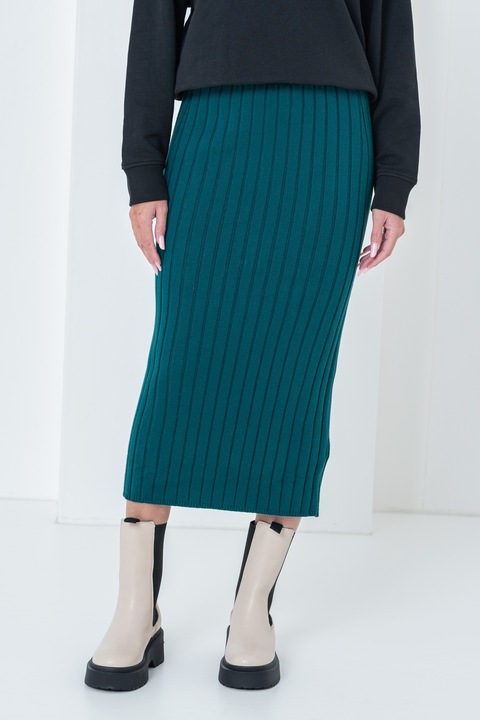 CALVIN KLEIN JEANS, Fusta midi tricotata, Verde inchis