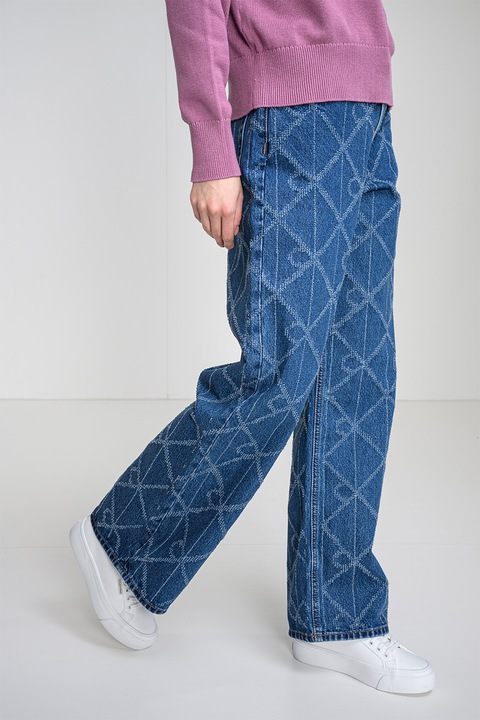 CALVIN KLEIN JEANS, Blugi relaxed fit cu model, Albastru melange