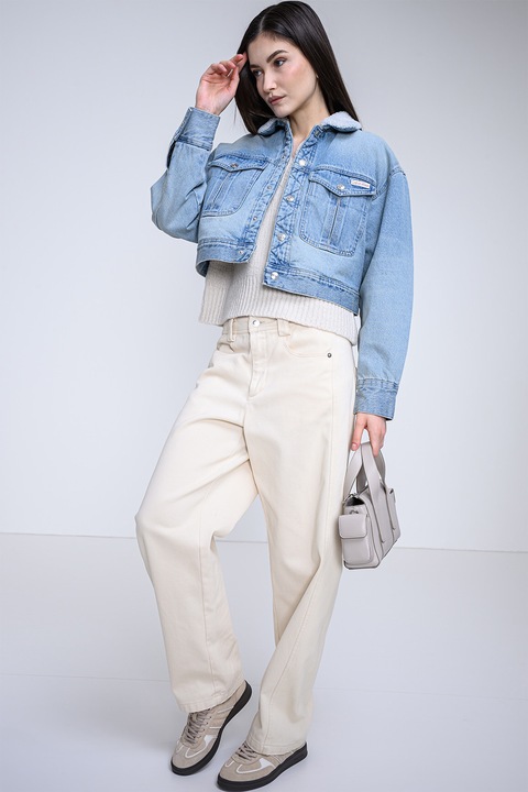 CALVIN KLEIN JEANS, Късо свободно яке от деним, Светлосин