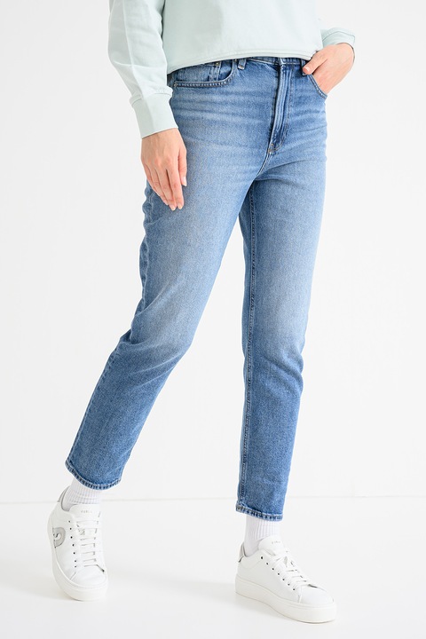 CALVIN KLEIN JEANS, Blugi crop cu croiala conica, Albastru deschis