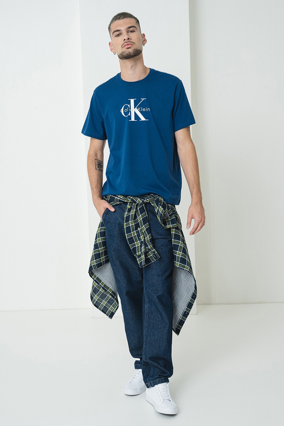 CALVIN KLEIN JEANS, Tricou din bumbac cu imprimeu logo, Albastru inchis, M