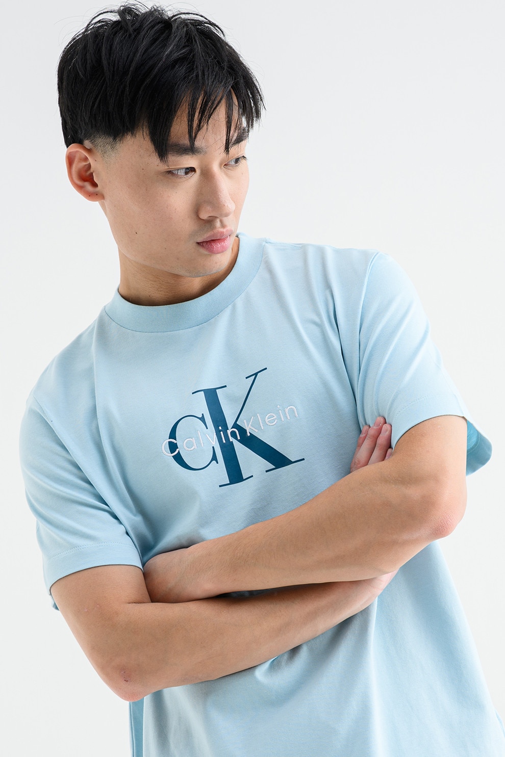 CALVIN KLEIN JEANS, Tricou din bumbac cu imprimeu logo, Albastru aquamarin, Albastru petrol, L