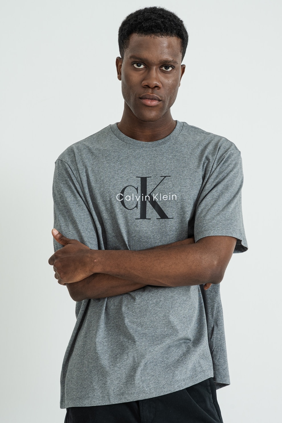 CALVIN KLEIN JEANS, Tricou din bumbac cu imprimeu logo, Gri melange, XL