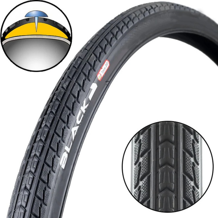 Anvelopa Black Toro 20x1, 75 (47-406) protectie antipana 1mm, neagra (O252)