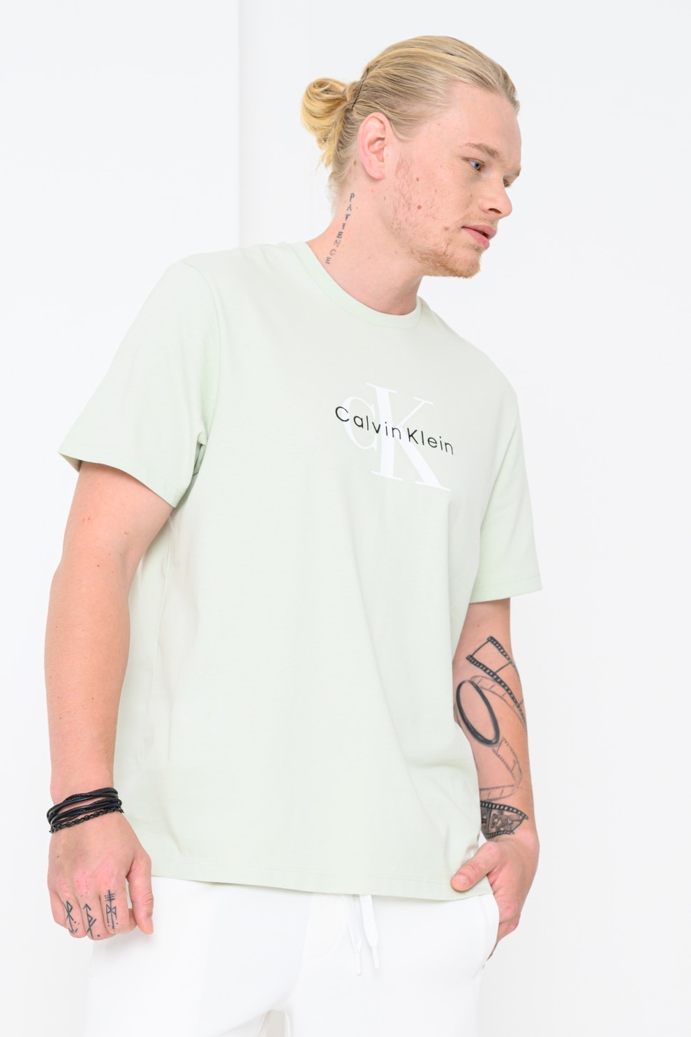 CALVIN KLEIN JEANS, Tricou din bumbac cu imprimeu logo, Verde pal, M