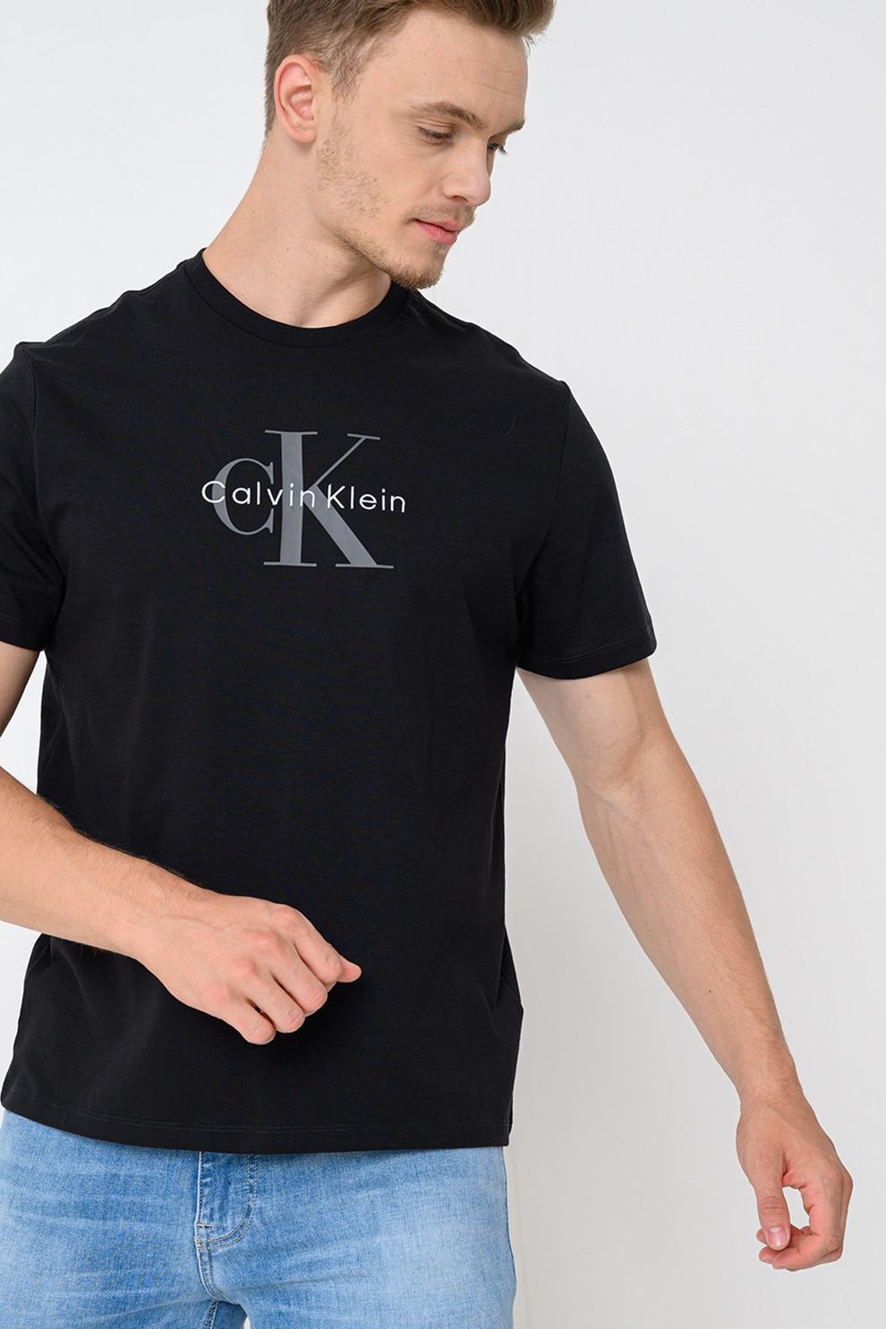 CALVIN KLEIN JEANS, Tricou din bumbac cu imprimeu logo, Negru, 2XL