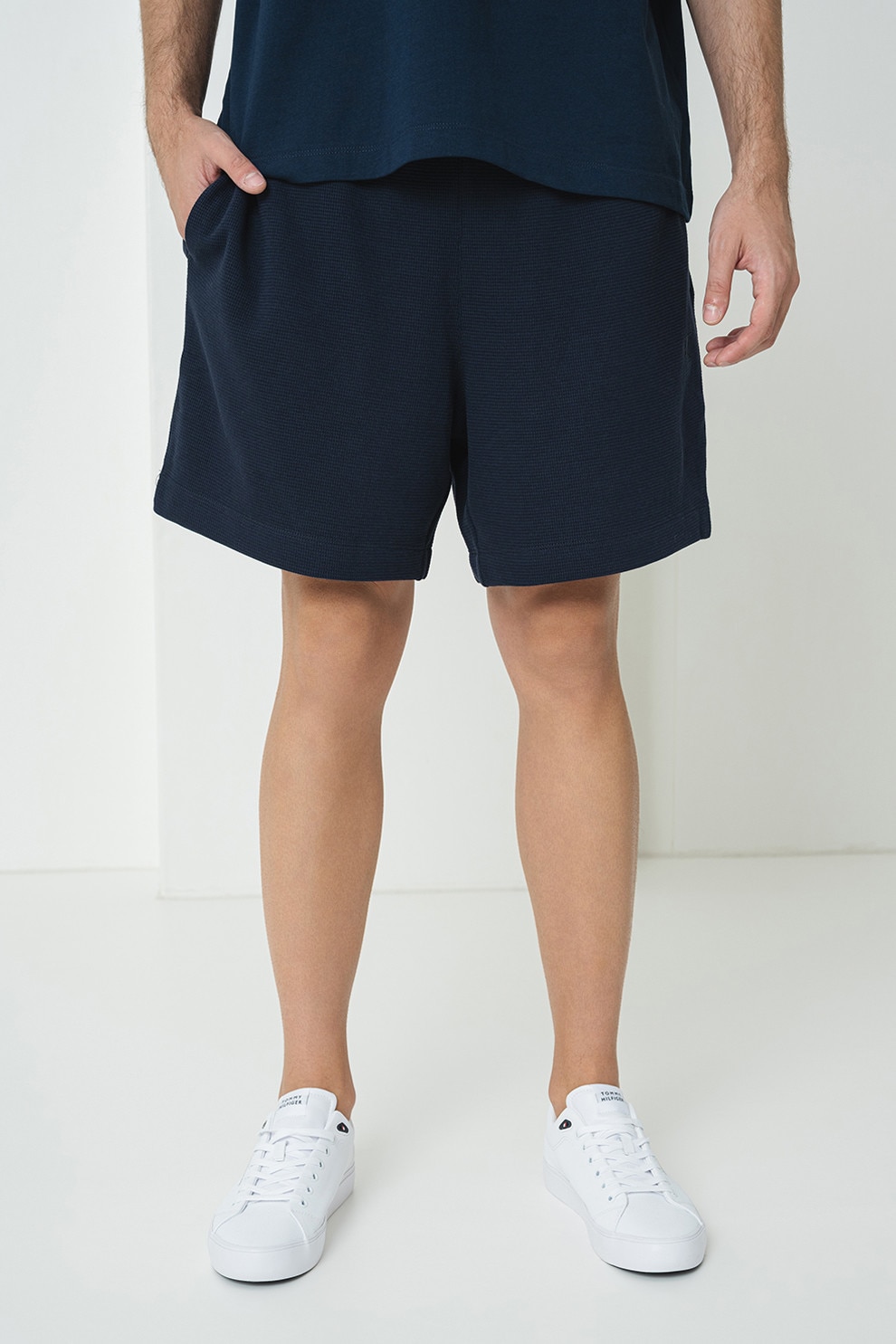 CALVIN KLEIN JEANS, Pantaloni scurti cu snur de ajustare si buzunare laterale, Bleumarin, L