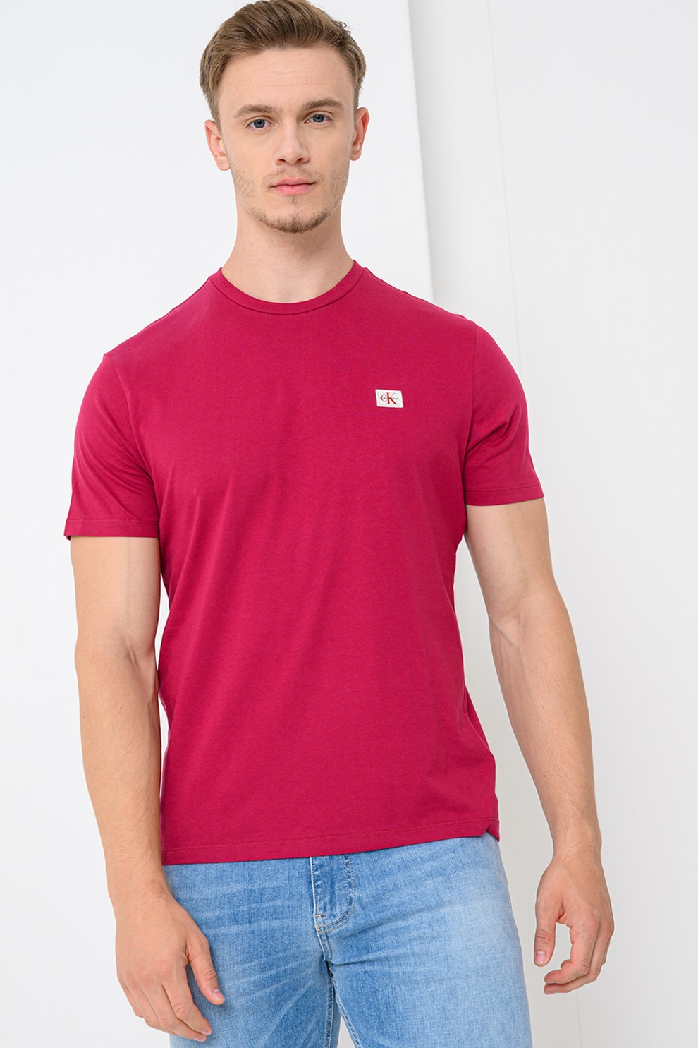 CALVIN KLEIN JEANS, Tricou de bumbac cu insigna logo, Violet tyrian, M