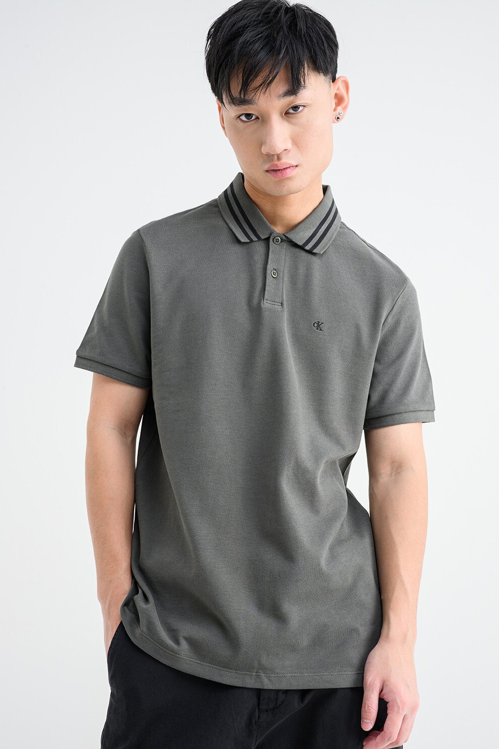 CALVIN KLEIN JEANS, Tricou polo din bumbac, Alb, Kaki, S