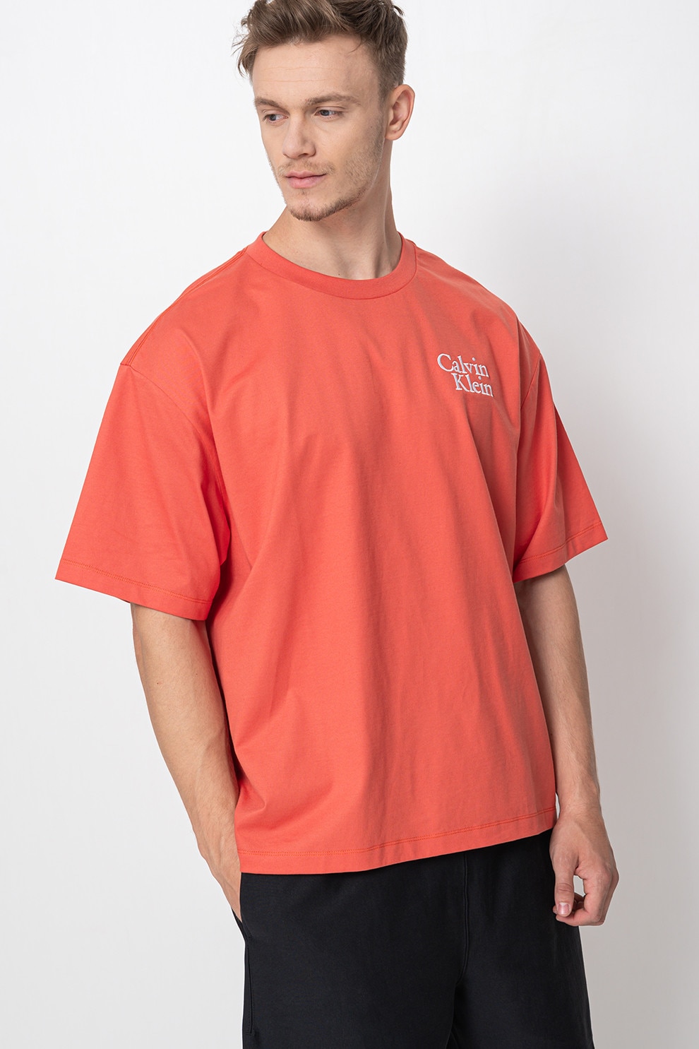 CALVIN KLEIN JEANS, Tricou cu imprimeu logo, Portocaliu stins, L