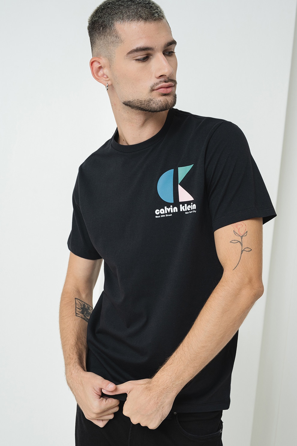 CALVIN KLEIN JEANS, Tricou regular fit cu logo pe piept, Negru, Roz pal, M