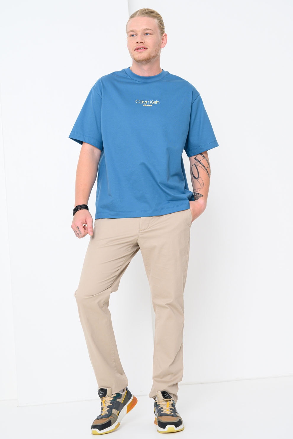 CALVIN KLEIN JEANS, Tricou lejer cu imprimeu logo, Albastru deschis, M