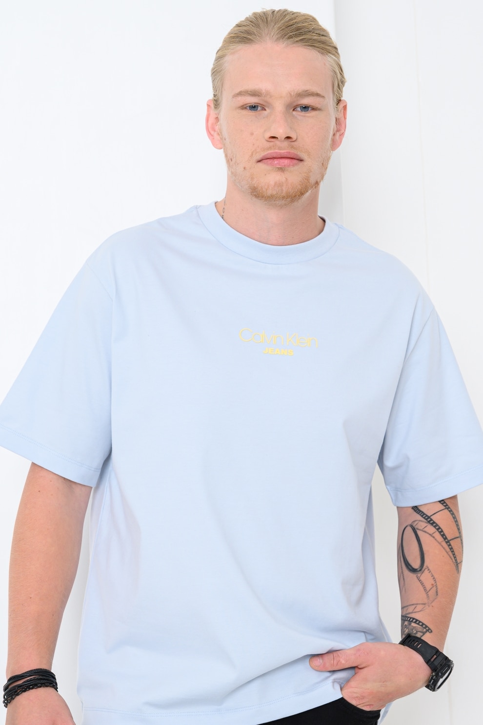 CALVIN KLEIN JEANS, Tricou lejer cu imprimeu logo, Albastru pal, S