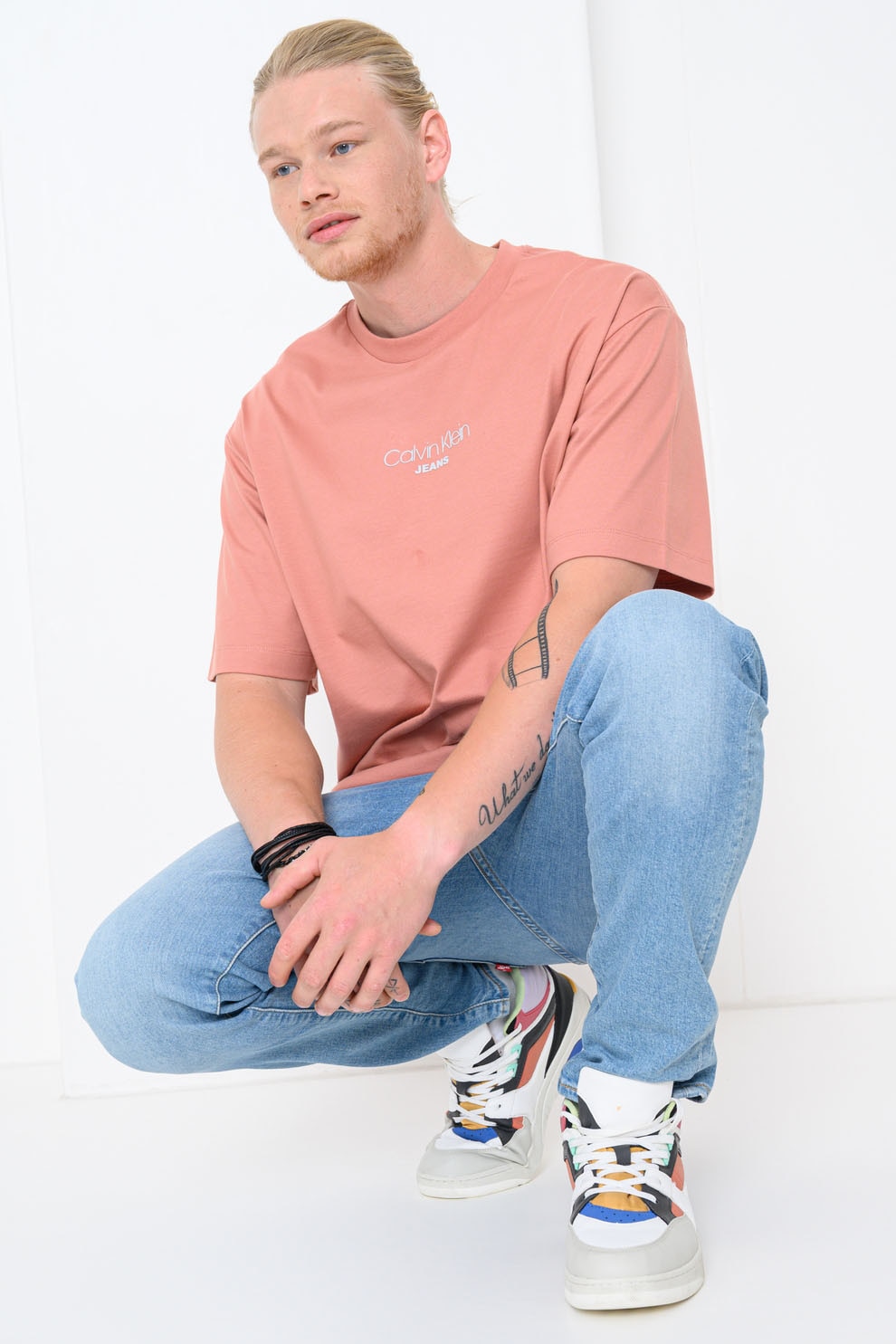 CALVIN KLEIN JEANS, Tricou lejer cu imprimeu logo, Roz somon, M