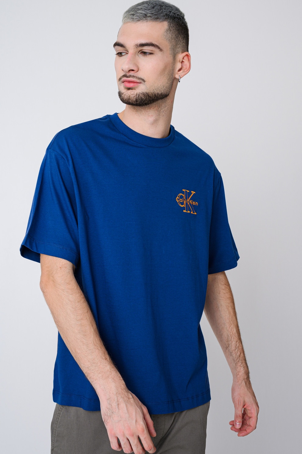 CALVIN KLEIN JEANS, Tricou cu logo, Portocaliu, Albastru, XL