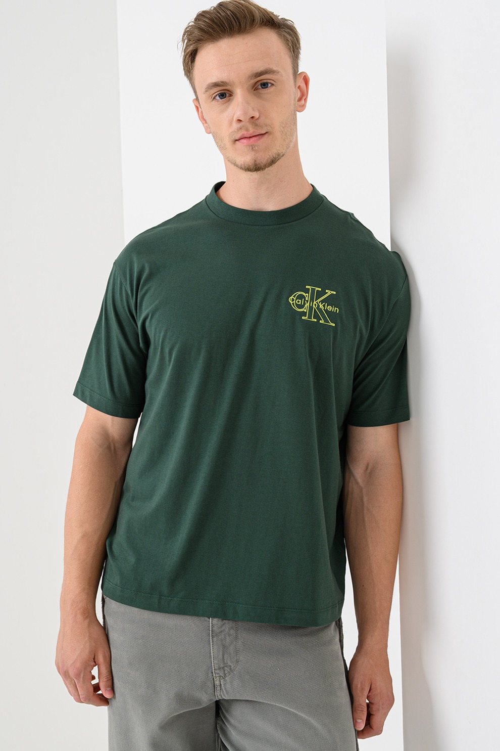 CALVIN KLEIN JEANS, Tricou cu logo, Verde inchis, S