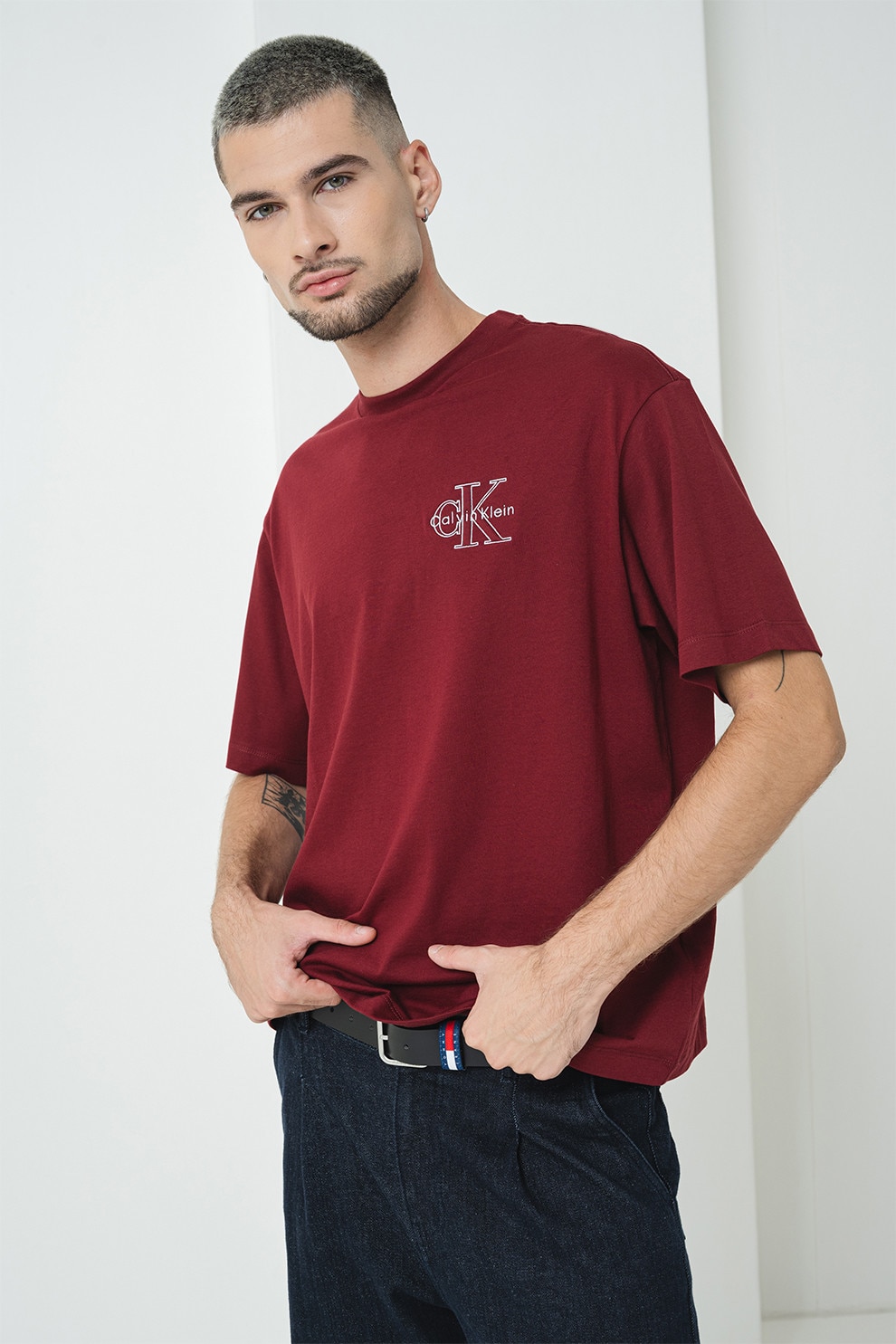 CALVIN KLEIN JEANS, Tricou cu logo, Visiniu, M