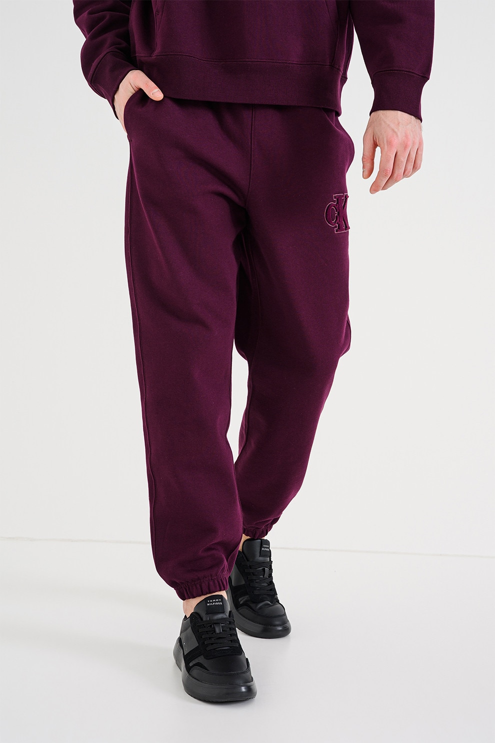 CALVIN KLEIN JEANS, Pantaloni de trening din bumbac cu snur de ajustare, Violet tyrian, M