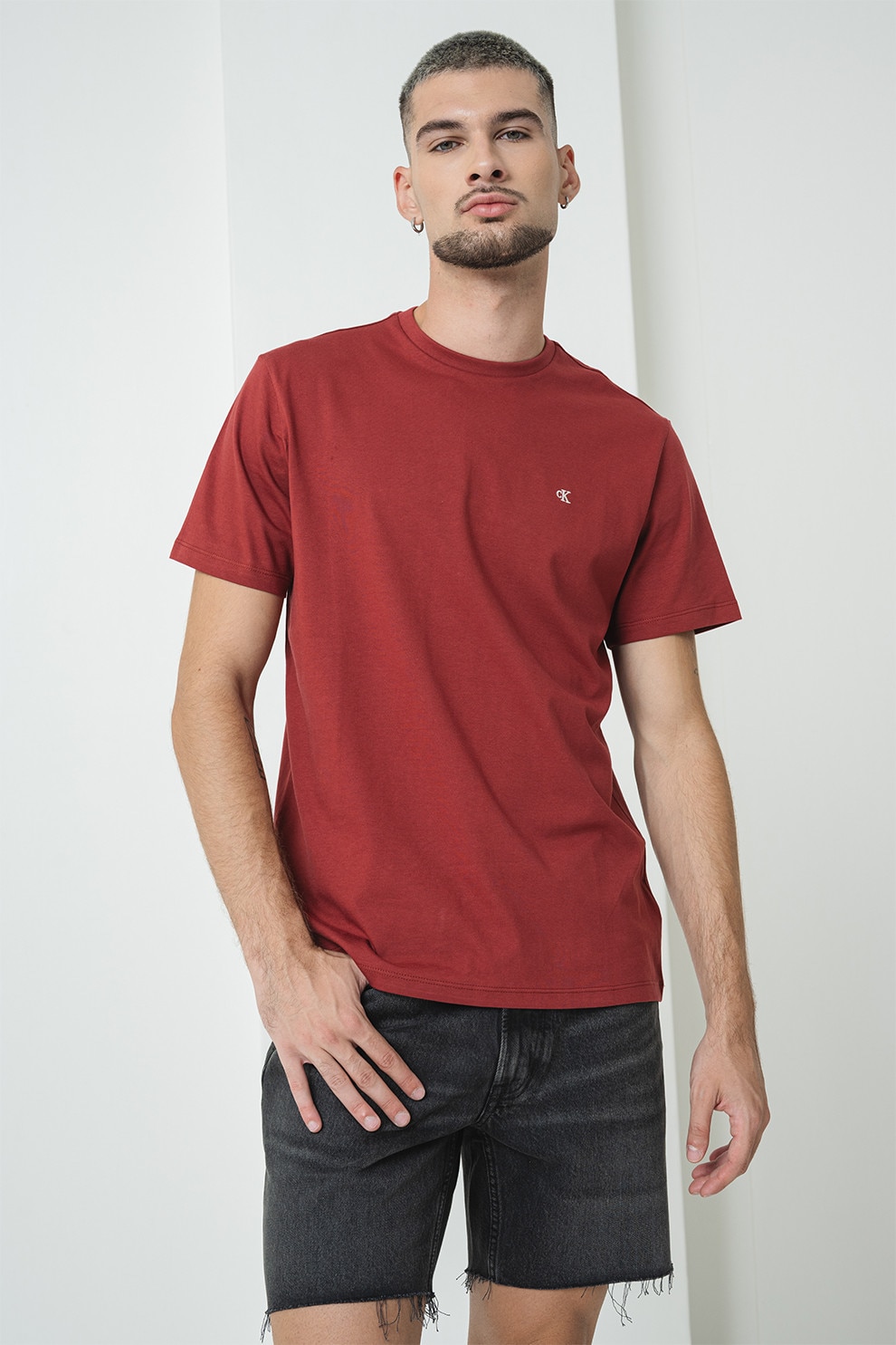 CALVIN KLEIN JEANS, Tricou cu detaliu logo, Rosu inchis, S