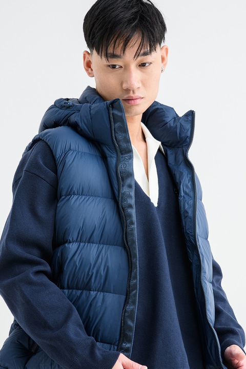 CALVIN KLEIN JEANS, Vesta cu gluga si umplutura de puf, Bleumarin, L