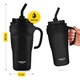 Cana termica cu pai, Mountain Goat, 650 ml, negru