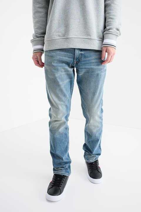CALVIN KLEIN JEANS, Középmagas derekú slim fit farmernadrág, Púderkék
