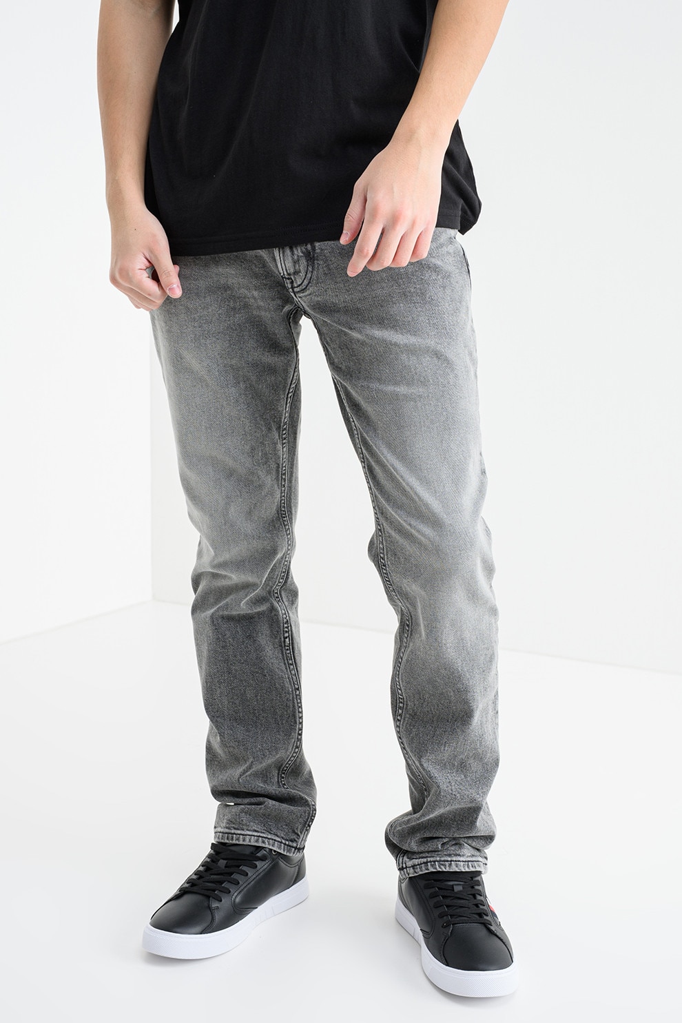 CALVIN KLEIN JEANS, Blugi slim fit cu talie medie, Gri inchis melange, W32-L32