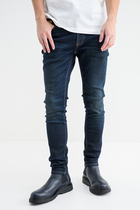 CALVIN KLEIN JEANS, Középmagas derekú skinny fit farmernadrág, Sötétkék