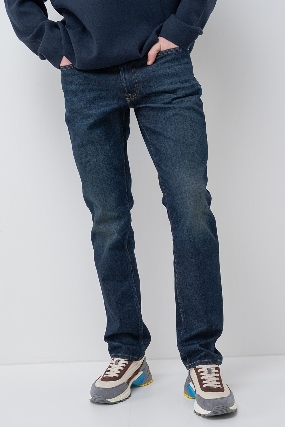 CALVIN KLEIN JEANS, Blugi regular fit cu talie joasa, Bleumarin, W31-L32