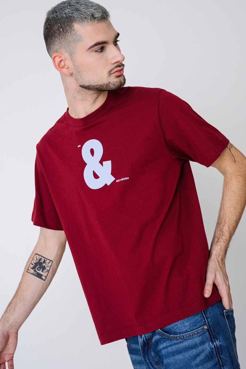 CALVIN KLEIN JEANS, Tricou relaxed fit cu imprimeu, Visiniu, M