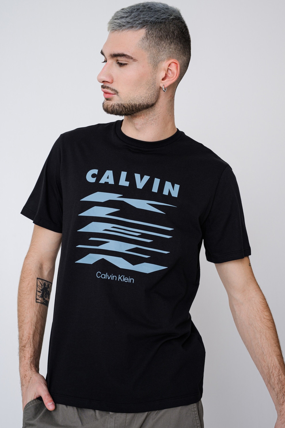 CALVIN KLEIN JEANS, Tricou de bumbac cu logo, Negru, Albastru, M