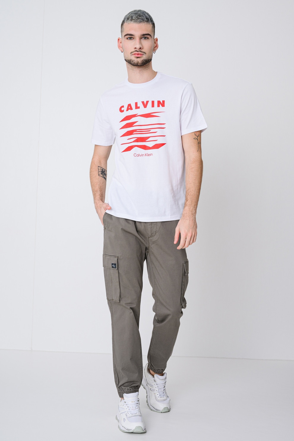 CALVIN KLEIN JEANS, Tricou de bumbac cu logo, Alb, S