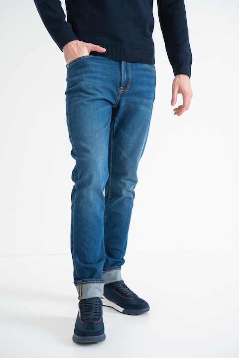 CALVIN KLEIN JEANS, Blugi conici slim fit, Albastru inchis