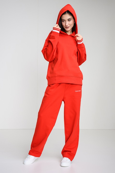 CALVIN KLEIN, Худи с памук и паднали ръкави, Тъмно оранжево