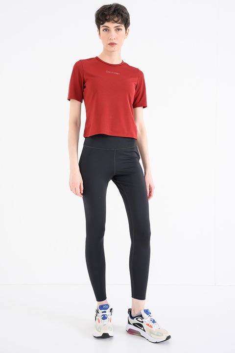 CALVIN KLEIN, Tricou crop pentru fitness, Caramiziu