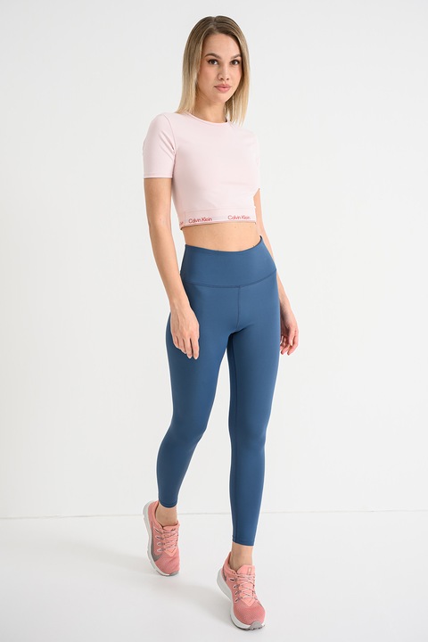 CALVIN KLEIN, Tricou crop cu logo, pentru fitness, Roz/Roz pal