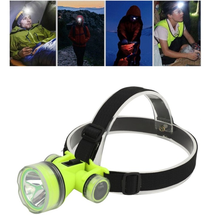 Újratölthető, vízálló, állítható, fehér LED fejlámpa, 171g