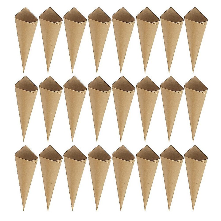 Conuri hartie kraft, 120 buc, maro deschis, 17x17cm