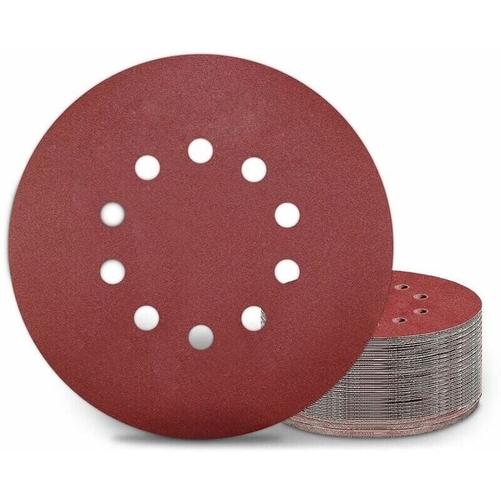 Hartie abraziva 225 mm, 50 discuri, granulatie 320, 10 gauri, pentru slefuitoare cu gat lung, slefuitoare de perete, slefuitoare Giraffe