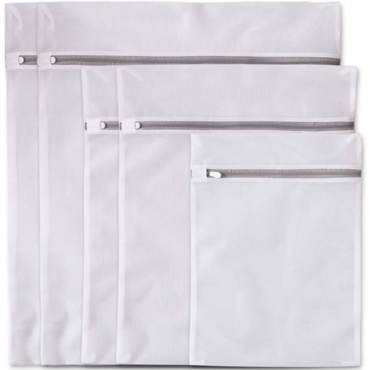 Комплект 5 мрежести торби за пране, 2 големи 50x60см, 2 средни 40x50см, 1 малка 30x40см, с цип от неръждаема стомана