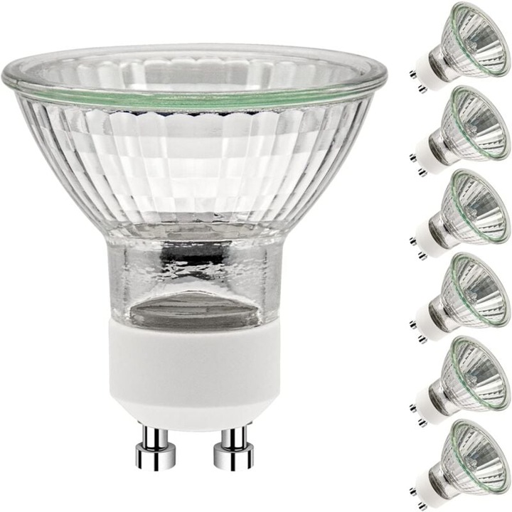 Becuri GU10 halogen 50W 2700K cald set 6 buc 50x53mm