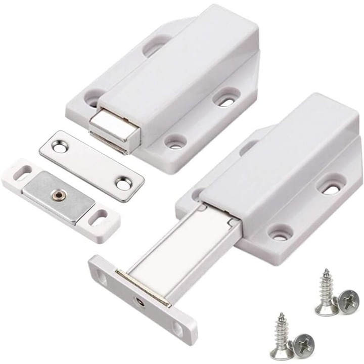 Set 2 magneti de deschidere pentru usi, sistem de inchidere magnetic, 3x1x0.5cm, pentru dulapuri, sertare, mobilier
