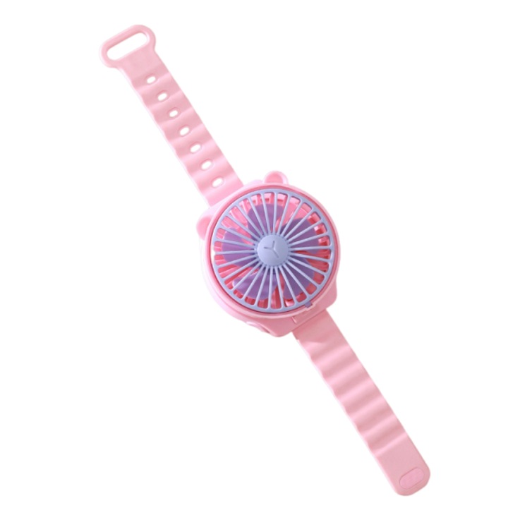 Преносим ръчен вентилатор, розов, силикон