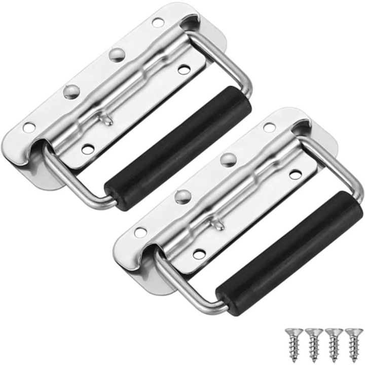 Set 2 manere cutii din inox, T-304, cu prindere din cauciuc, 2mm, negru