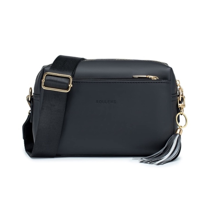 Válltáska mobiltelefonhoz, 3 rekeszes, műbőr, 22x14x7cm, sötétkék