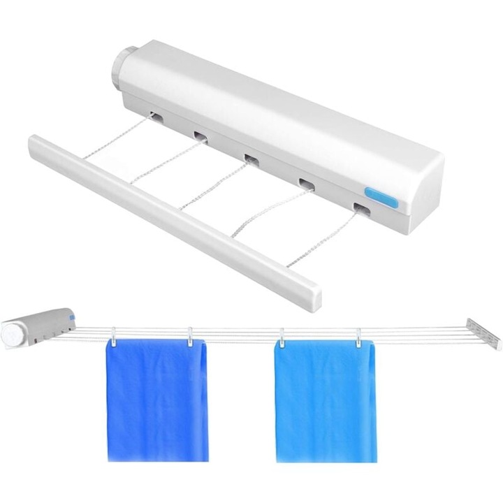 Ruha szárító, 3.2m/3.75m, 8kg kapacitás, falra szerelhető, tartós műanyag