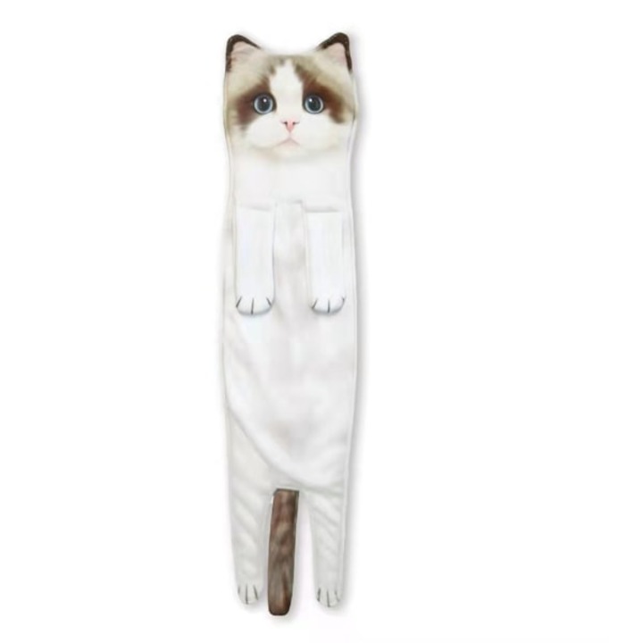 Prosoape amuzante pentru baie si bucatarie, forma de pisica Ragdoll, material poliester, multicolor, set de prosoape