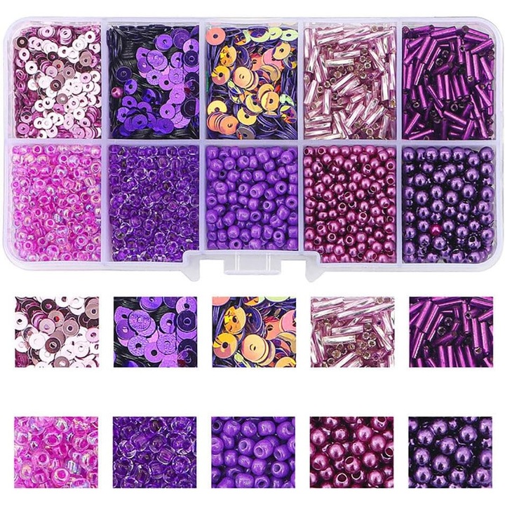 Margele mini colorate pentru bratari, Multicolor