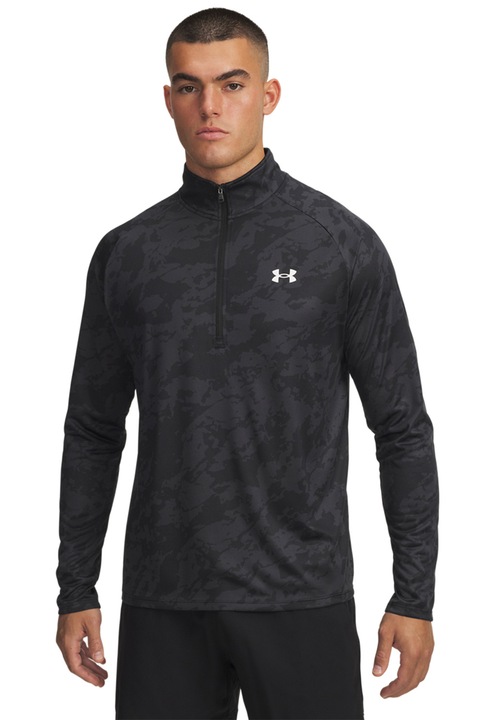 Under Armour, Bluza cu logo pentru fitness Tech™, Negru/Gri antracit
